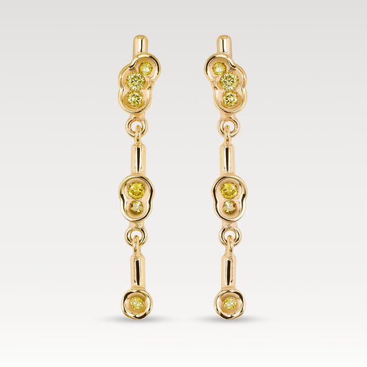 Yellow diamond Obi Flow #321 drop earrings