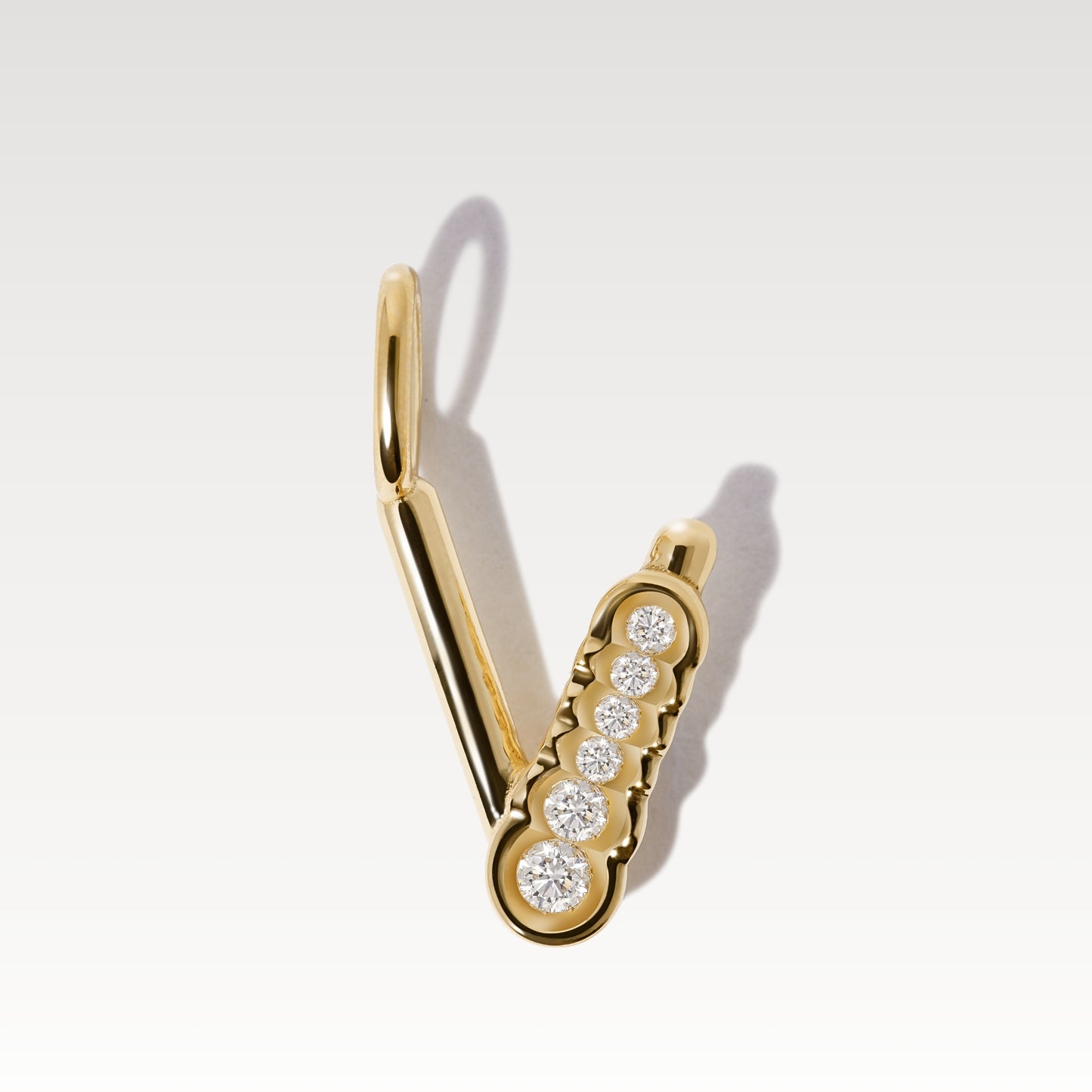 Alphabet Initial charm - letter V 18k gold and white diamonds | Kay Konecna