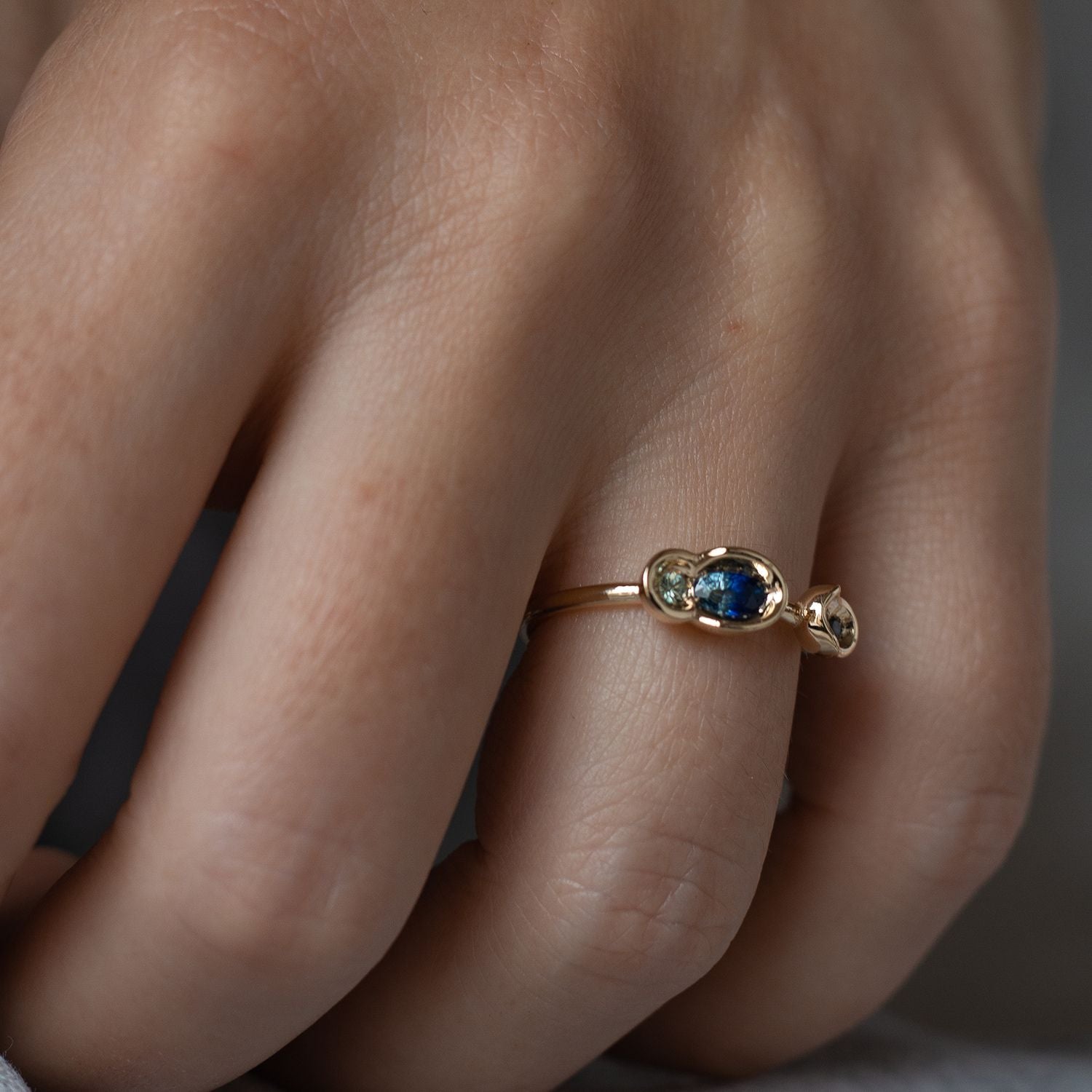 One of a Kind Tonal Parti Sapphire OBI Ring #13 - Kay Konecna Studio