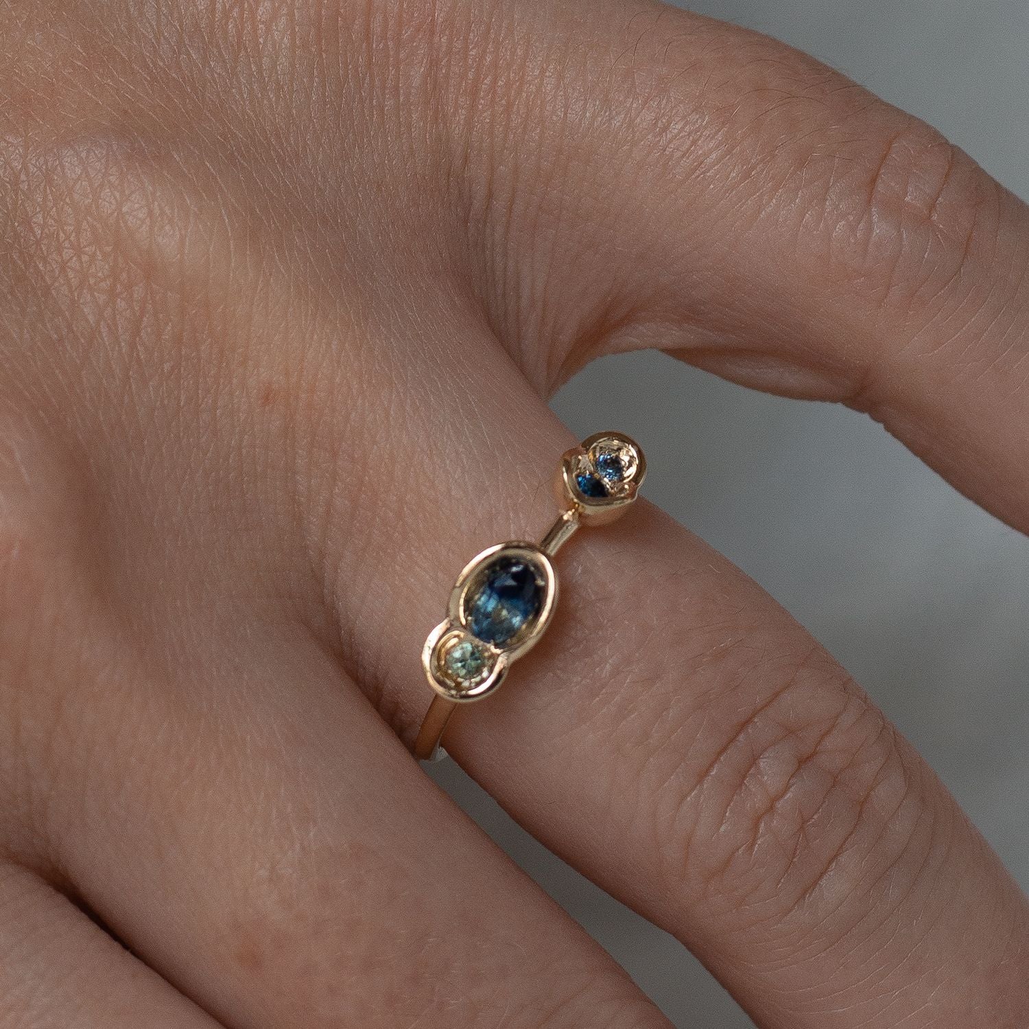 One of a Kind Tonal Parti Sapphire OBI Ring #13 - Kay Konecna Studio