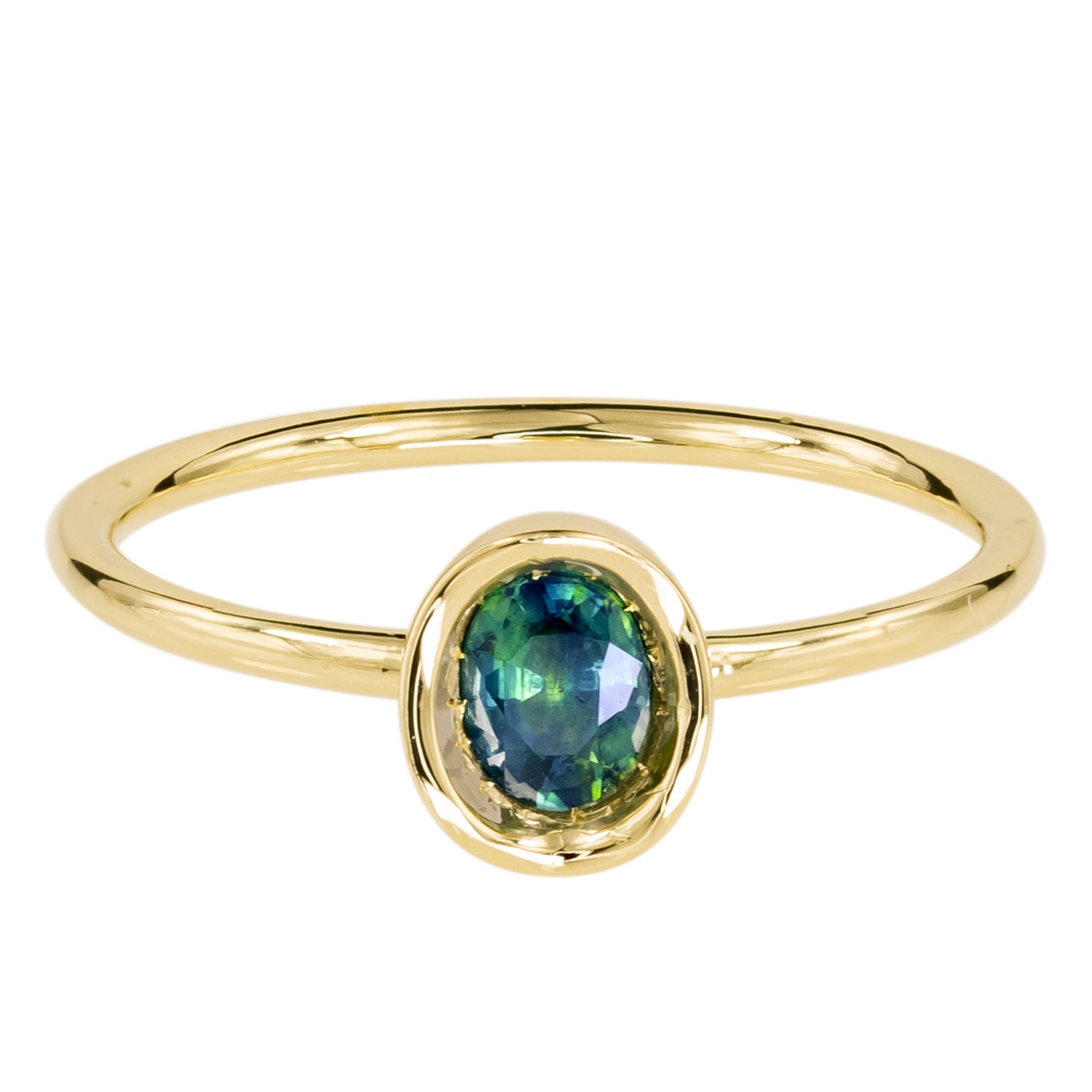 Teal Sapphire OBI ring #2 - Kay Konecna Studio