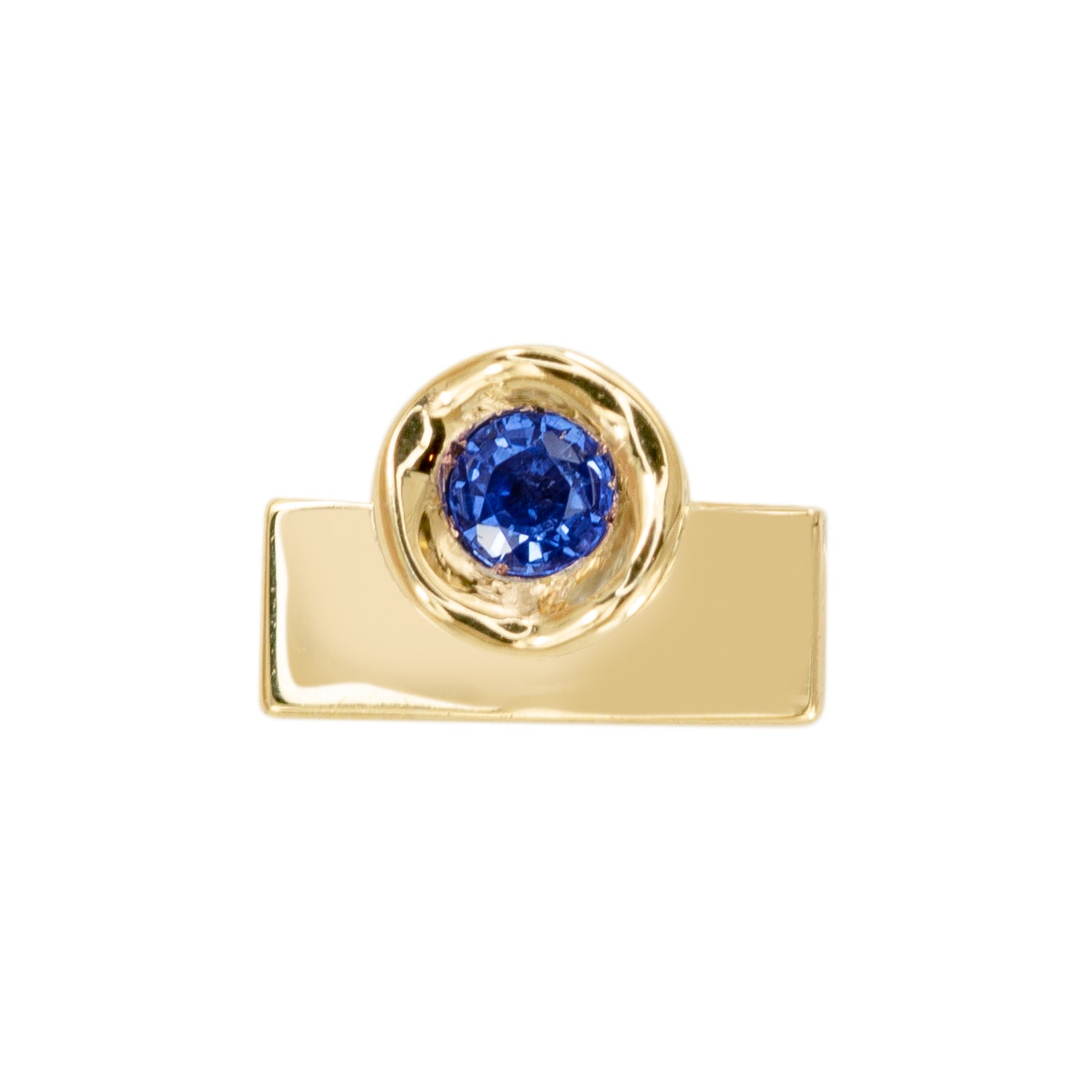 Blue Sapphire OBI Block Earring #2 - Kay Konecna Studio