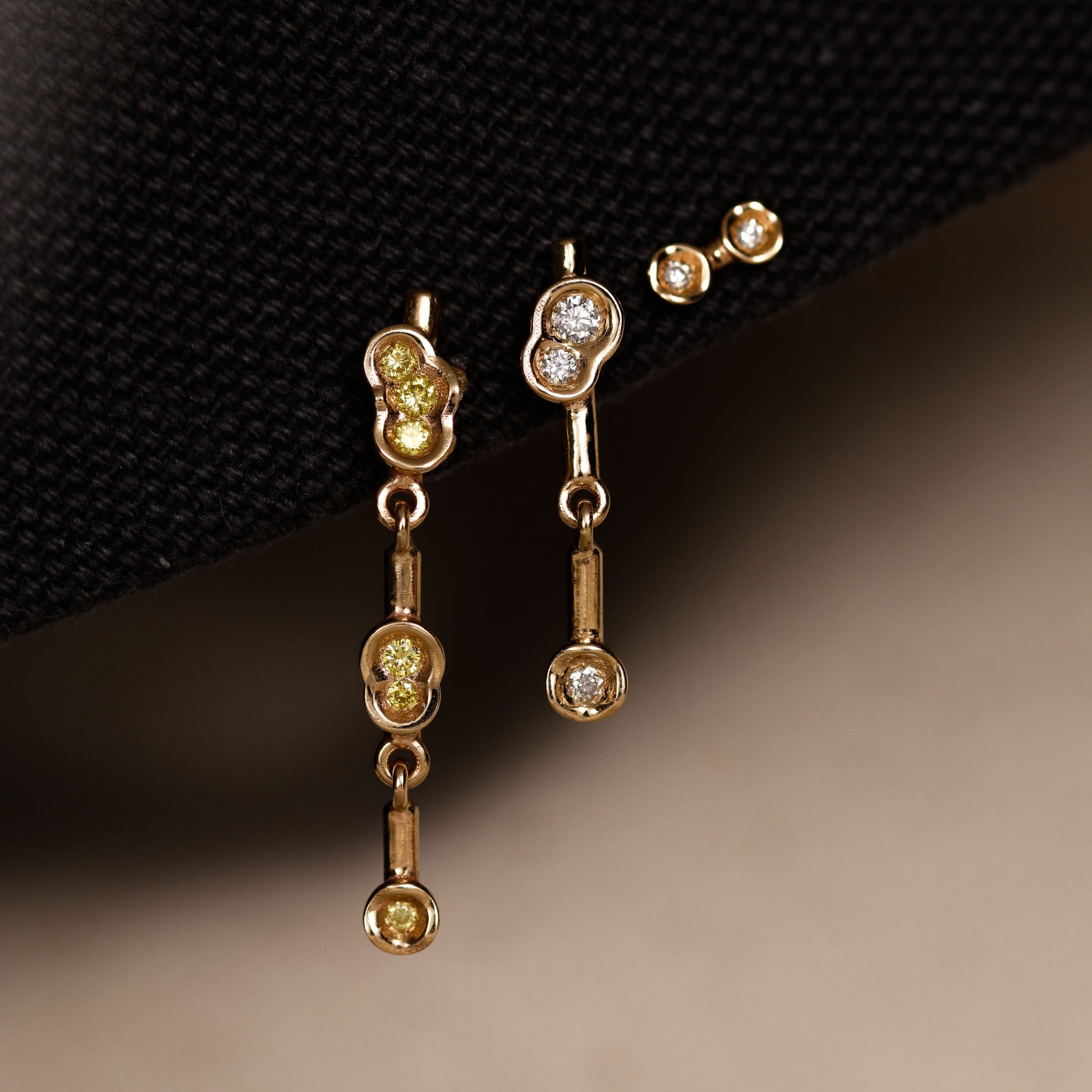 Yellow diamond Obi Flow #321 drop earrings - Kay Konecna Studio