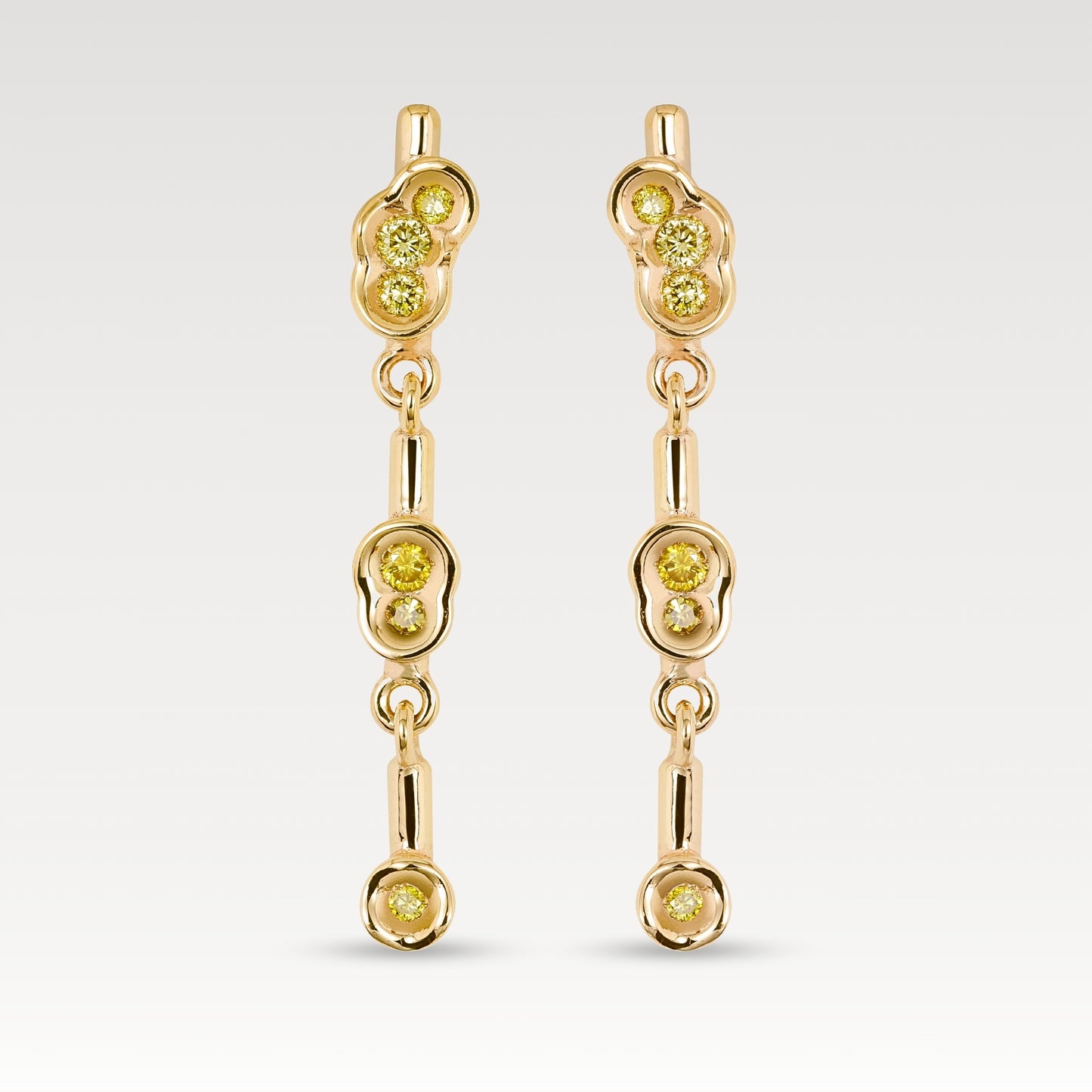 Yellow diamond Obi Flow #321 drop earrings