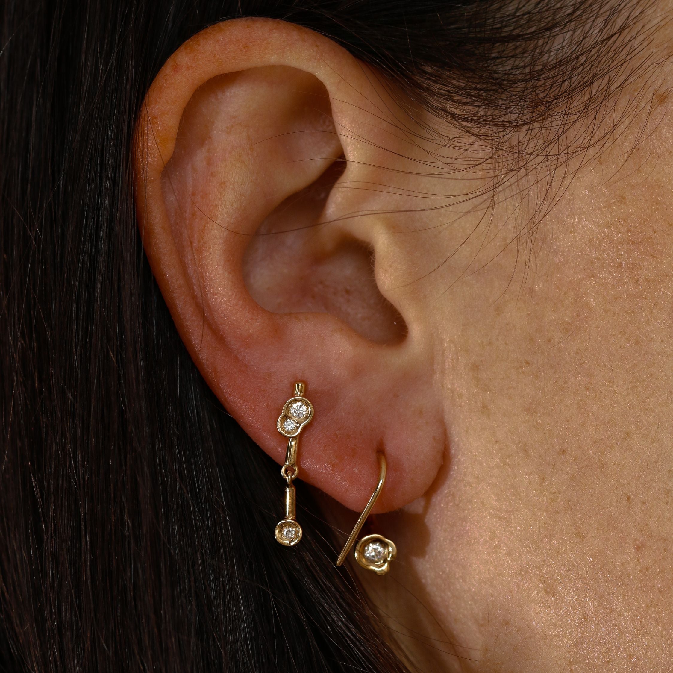 White diamond Obi Flow #21 drop earrings - Kay Konecna Studio