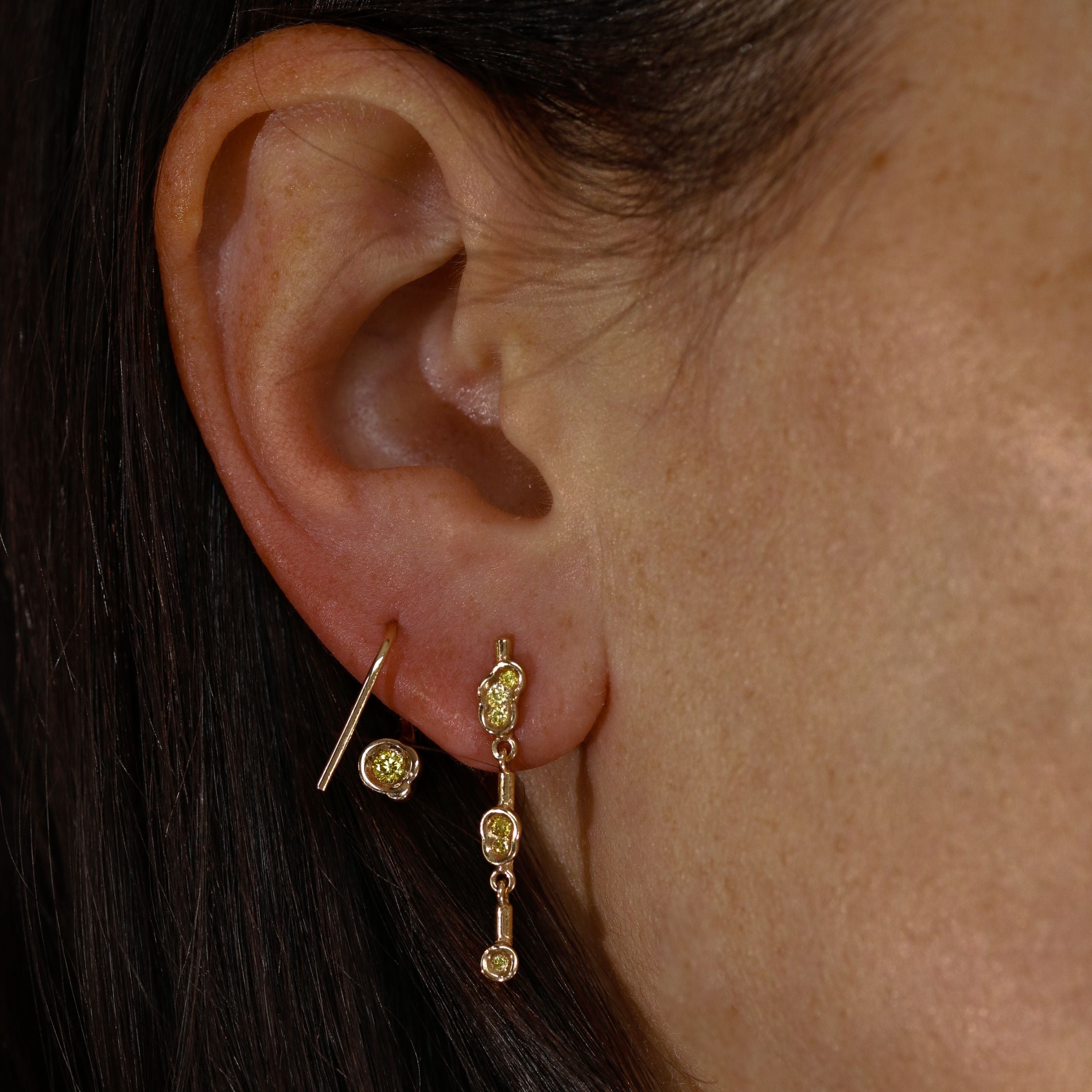 Yellow diamond Obi Flow #321 drop earrings - Kay Konecna Studio