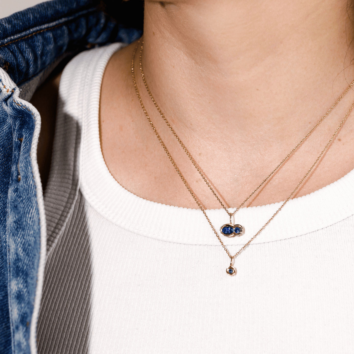 Blue Sapphire East-West OBI no.2 Pendant (with 16-18" chain)
