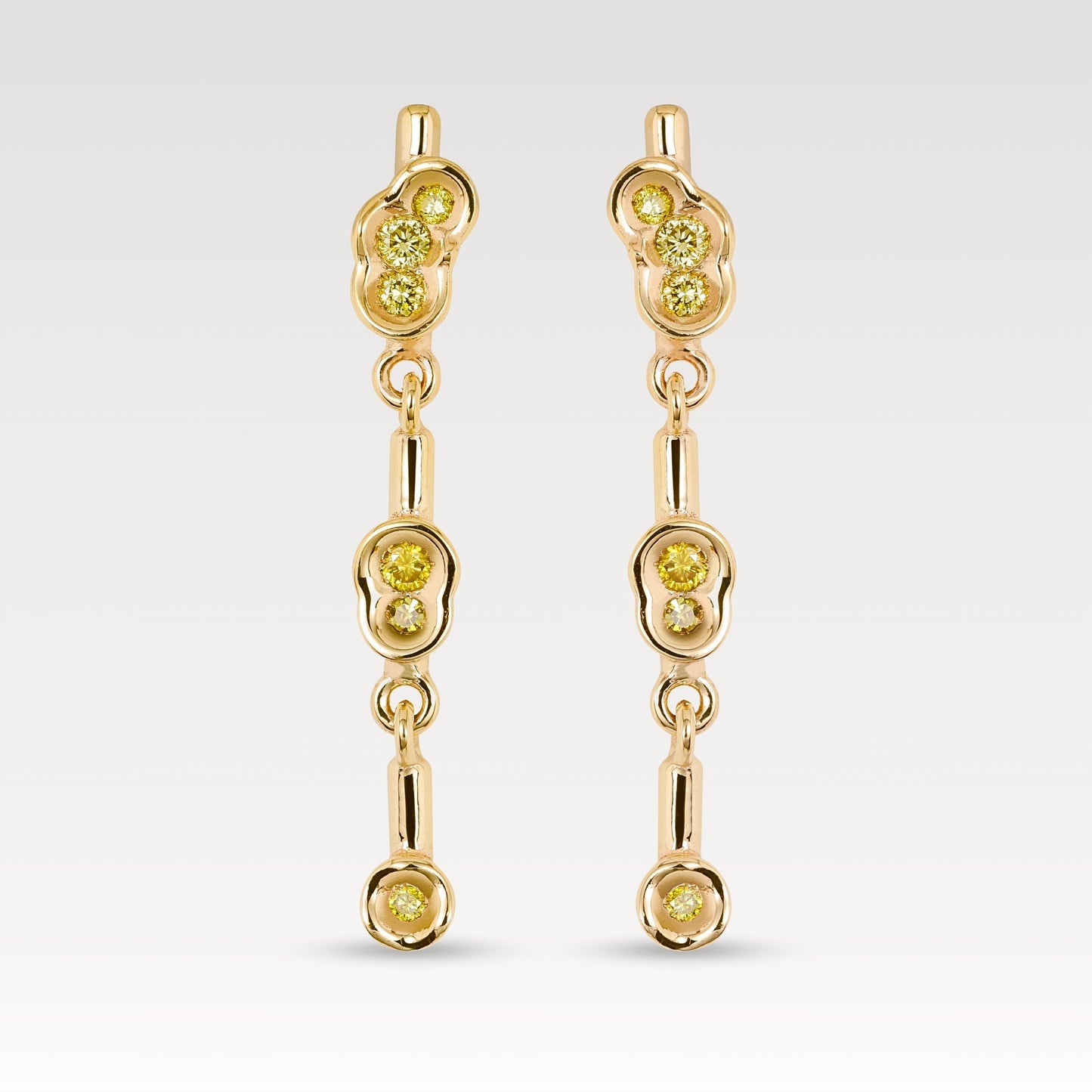 Yellow diamond Obi Flow no.321 drop earrings