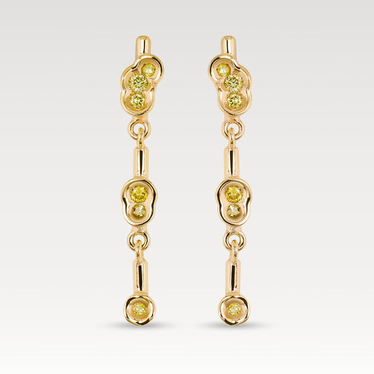 Yellow diamond Obi Flow no.321 drop earrings