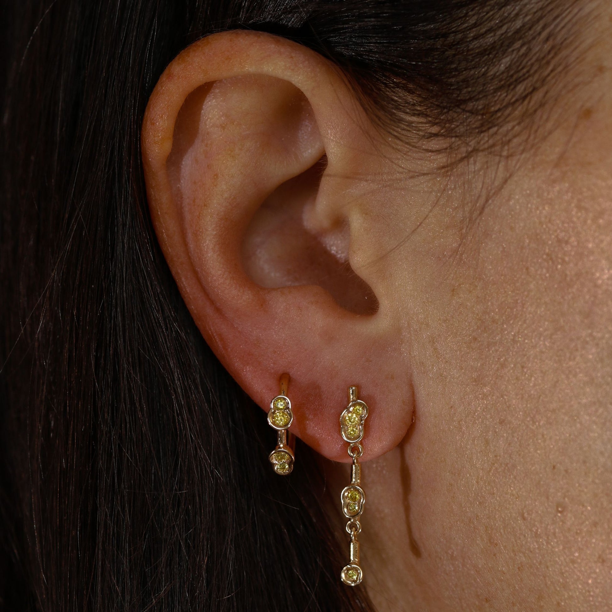 Yellow diamond Obi Flow #321 drop earrings - Kay Konecna Studio