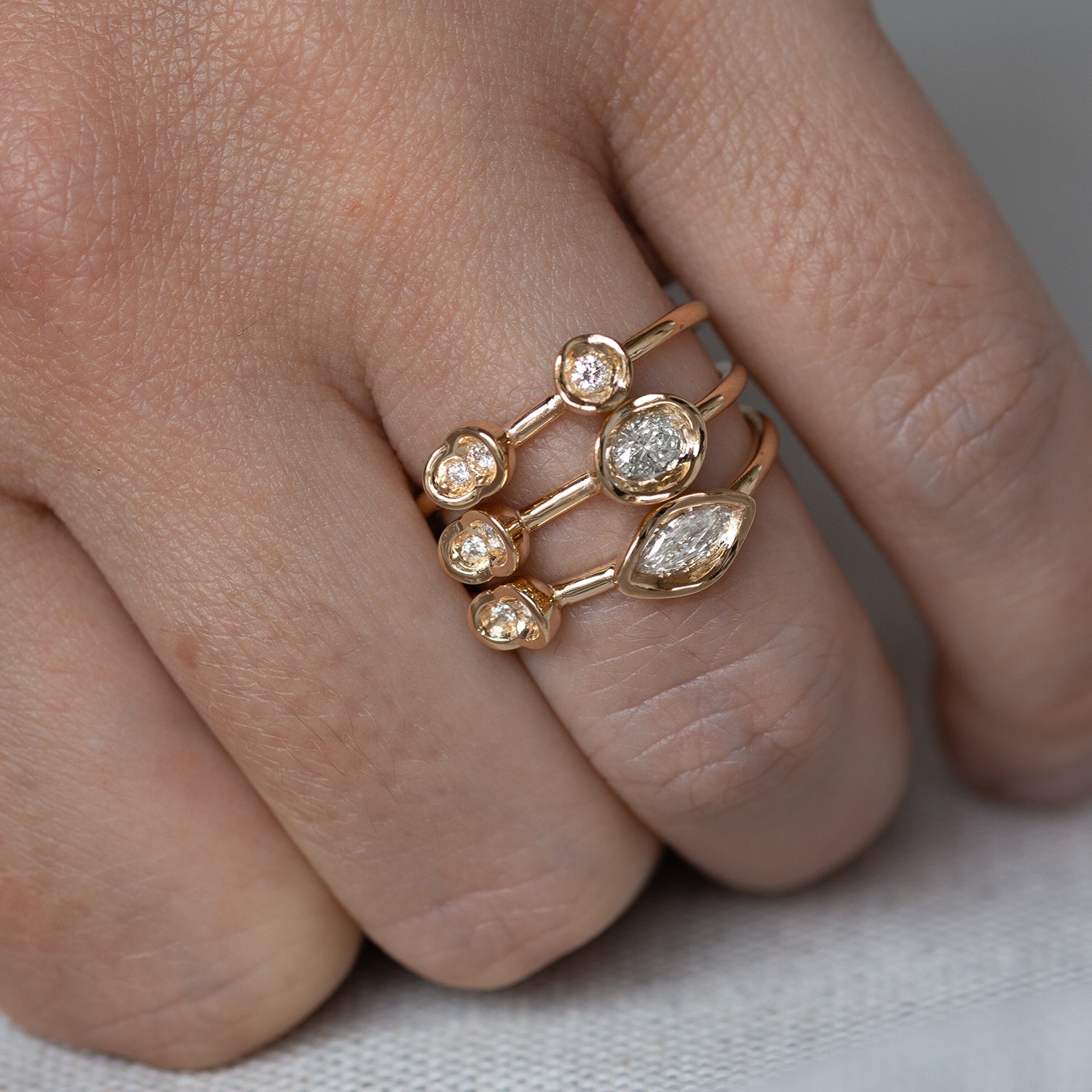 White Diamond Marquise OBI Ring #23 - Kay Konecna Studio