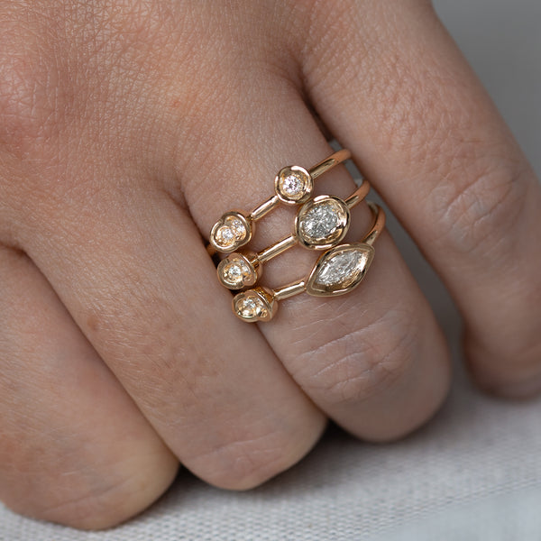White Diamond Oval OBI Ring #23 - Kay Konecna Studio