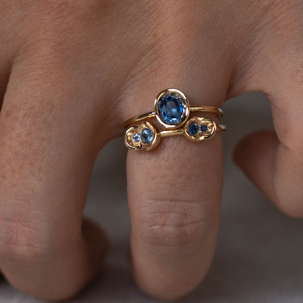 Tonal Blue Sapphire OBI Ring #33 - Kay Konecna Studio