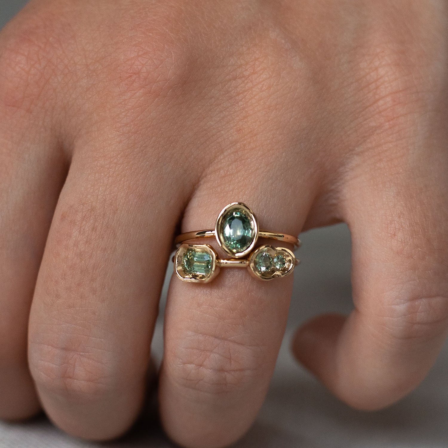 Pale Green Sapphire OBI ring #2 - Kay Konecna Studio