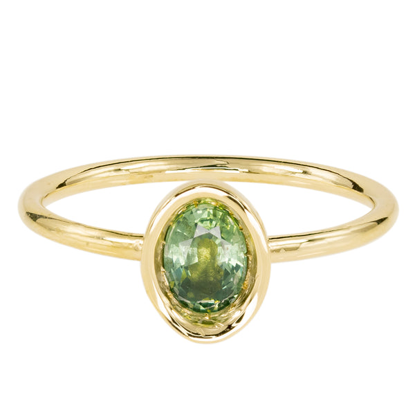 Pale Green Sapphire OBI ring #2 - Kay Konecna Studio