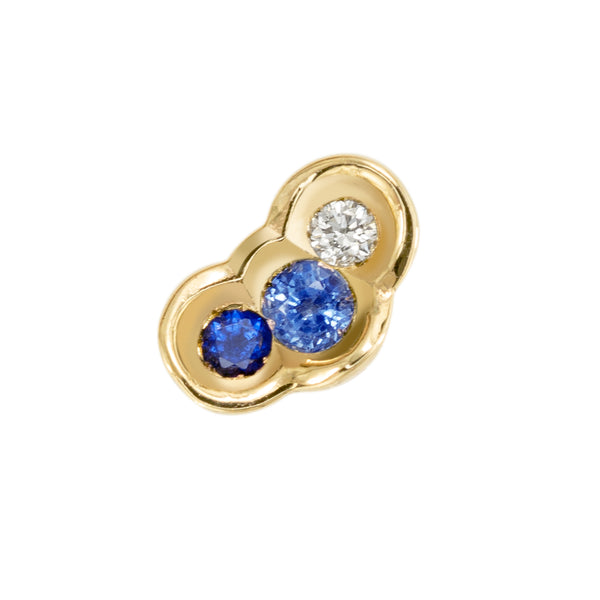 Tonal Blue Sapphire and White Diamond OBI Earring #4 - Kay Konecna Studio