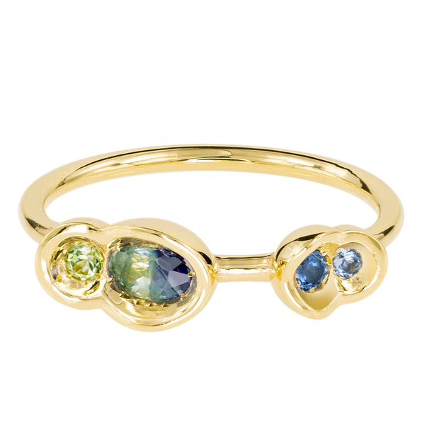 One of a Kind Tonal Parti Sapphire OBI Ring #13 - Kay Konecna Studio